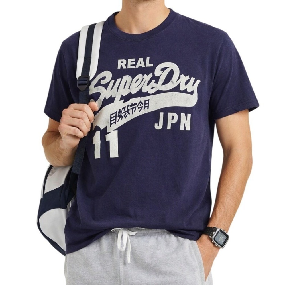 SUPERDRY‎ Graphic Tee Men Medium Navy Real SuperDry JPN 11 Streetwear Normcore